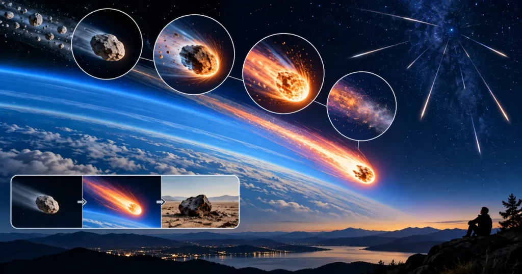流れ星はなぜ光る？｜宇宙のちりが大気で発光する仕組みを図解